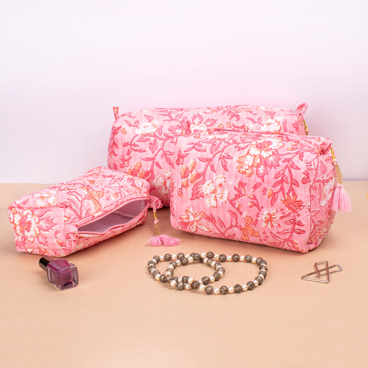 Hand Block Cotton Gift Set | Makeup Bag Combo