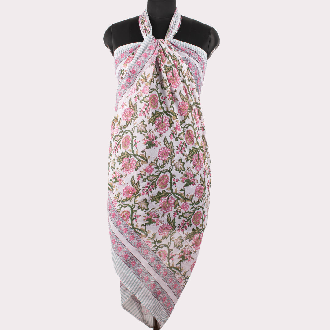Hand Block Cotton Gift Set | Scarf, Makeup Bag, Sarong Combo