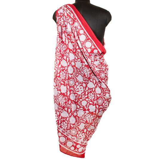 Lightweight Pareo Wrap, Women’s Cotton Beach Sarong, Hand Block Printed Scarf Cover Up, Stylish Boho Summer Vacation Look