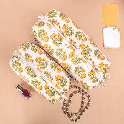 Cosmetic Bag For Women, 100% Cotton, Cosmetic Bags, Vanity Case, Cute Makeup Organizer, Toiletry Bag - Set of 3