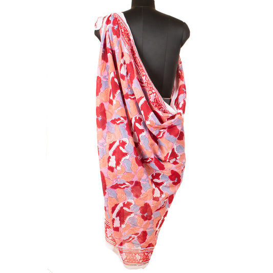 Cotton Block Print Pareo Sarong For Women, Lightweight Beach Scarf Cover Up, Boho Wrap For Pool And Holiday Style, Sarong Cover Up