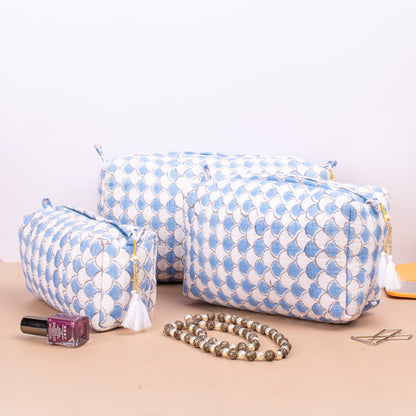 Toiletry Bag For Women, Cosmetic Bag For Makeup, Quilted Makeup Bag, Travel Makeup Pouch, Vanity Case - Set of 3