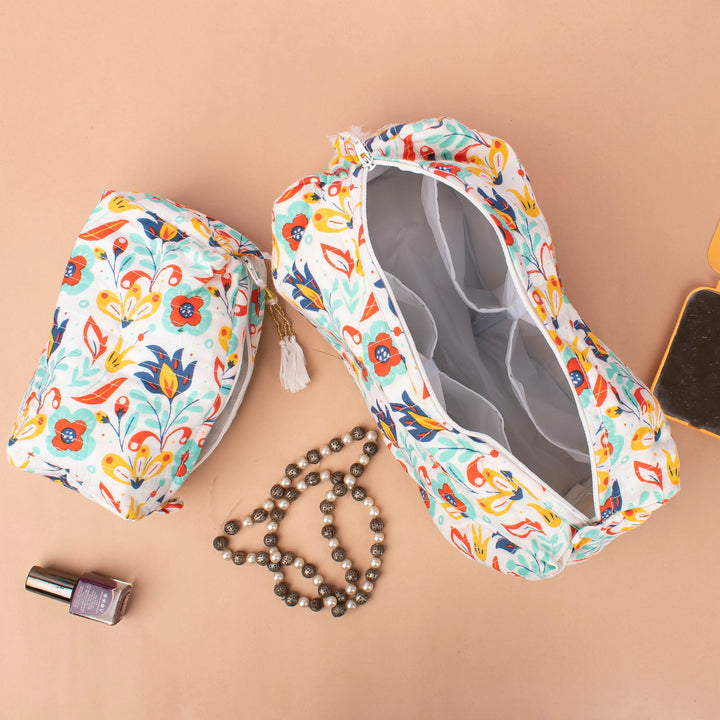 Hand Block Makeup Bag | Cotton Cosmetic Pouch &amp; Organizer