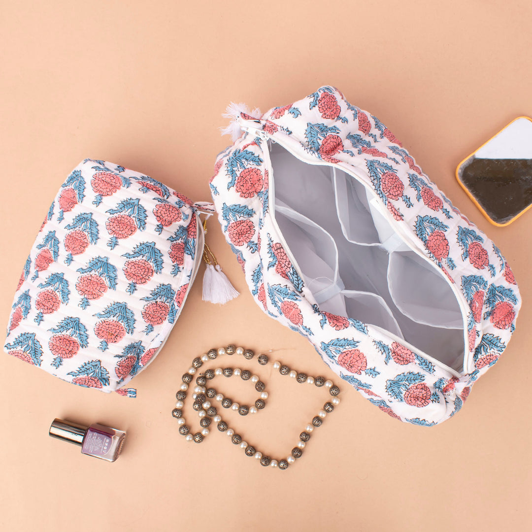 Boho Makeup Bag | Cotton Cosmetic Pouch &amp; Organizer