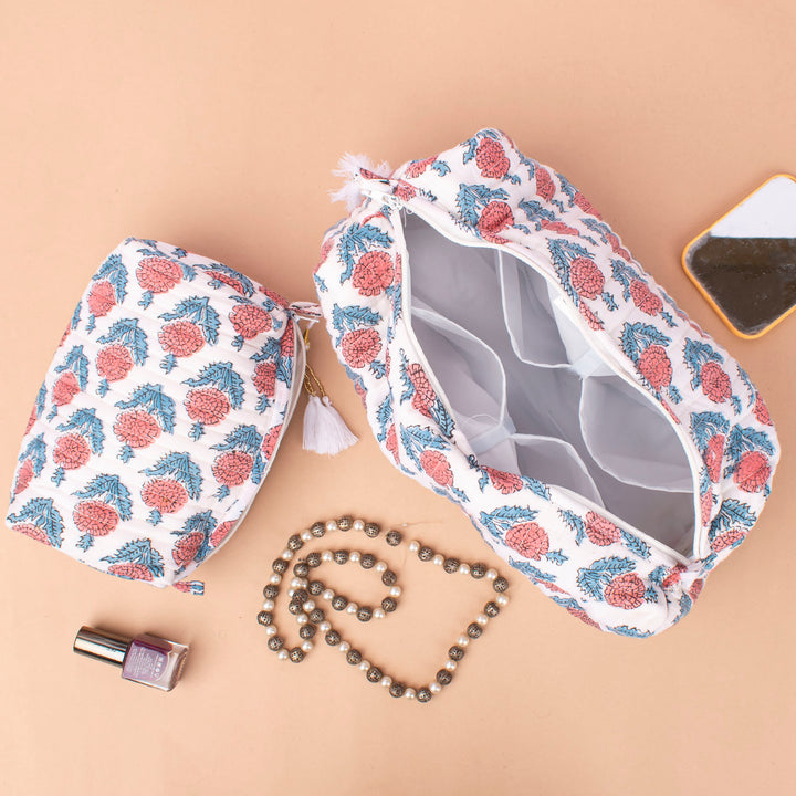Boho Makeup Bag | Cotton Cosmetic Pouch &amp; Organizer