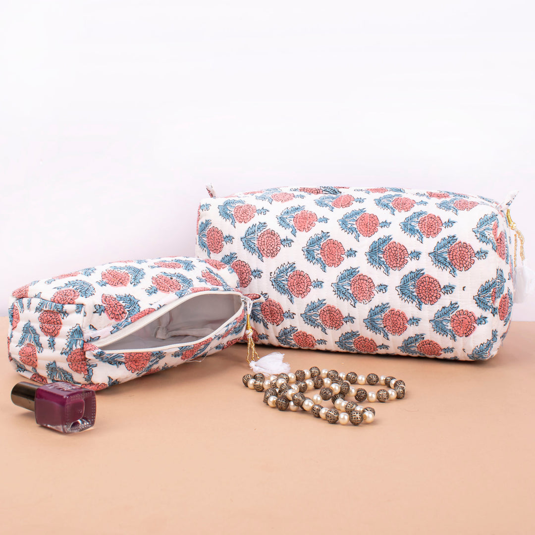 Boho Makeup Bag | Cotton Cosmetic Pouch &amp; Organizer
