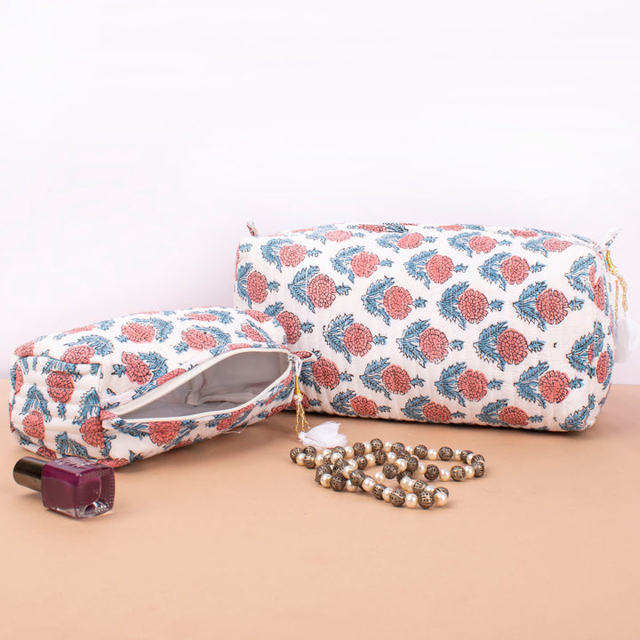 Boho Makeup Bag | Cotton Cosmetic Pouch &amp; Organizer