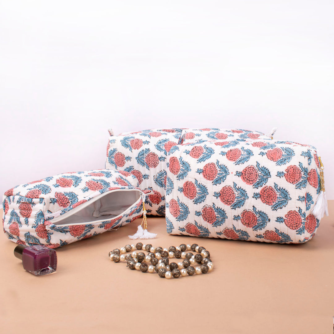 Boho Makeup Bag | Cotton Cosmetic Pouch &amp; Organizer