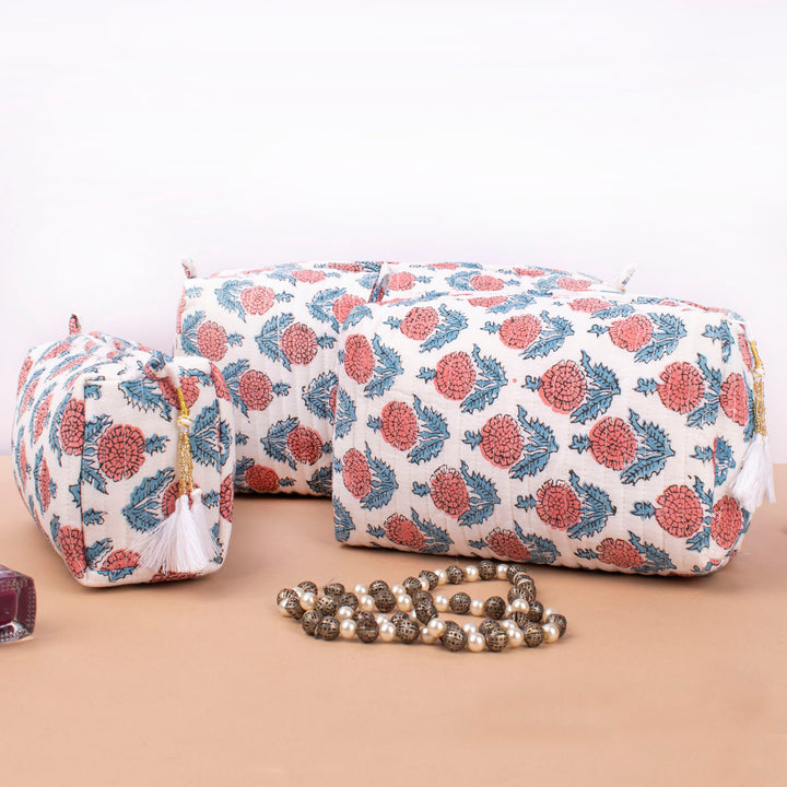 Boho Makeup Bag | Cotton Cosmetic Pouch &amp; Organizer