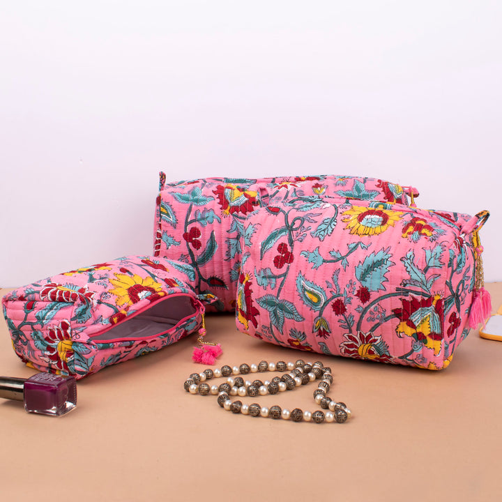 Hand Block Makeup Bag | Cotton Cosmetic Pouch &amp; Organizer