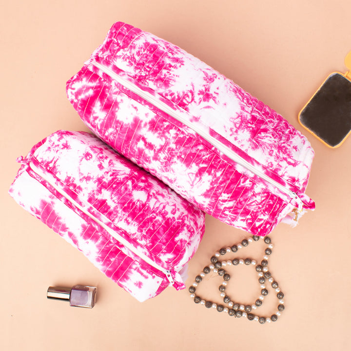 Quilted Makeup Bag | Cotton Cosmetic Pouch &amp; Organizer