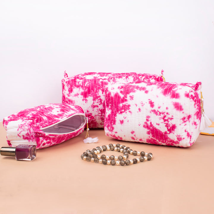 Quilted Makeup Bag | Cotton Cosmetic Pouch &amp; Organizer