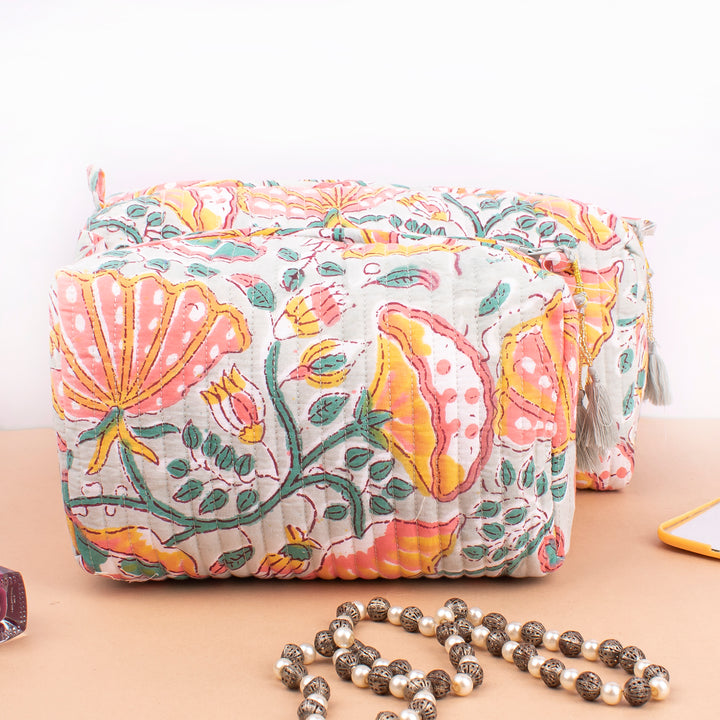 Quilted Cotton Gift Set | Makeup Bag Combo