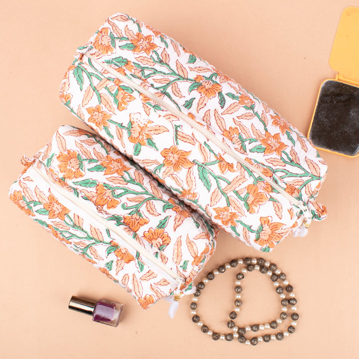 Hand Block Makeup Bag | Cotton Cosmetic Pouch &amp; Organizer