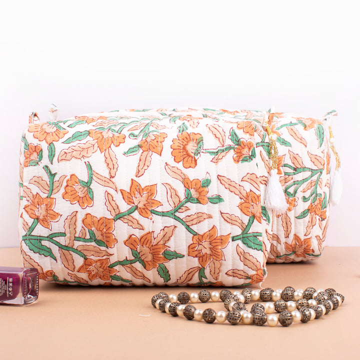 Hand Block Makeup Bag | Cotton Cosmetic Pouch &amp; Organizer