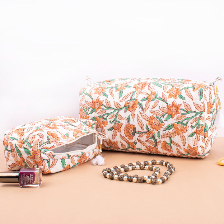 Hand Block Makeup Bag | Cotton Cosmetic Pouch &amp; Organizer
