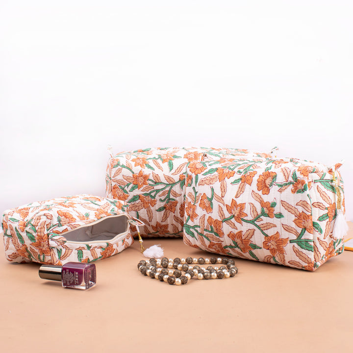Hand Block Makeup Bag | Cotton Cosmetic Pouch &amp; Organizer