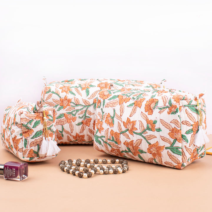 Hand Block Makeup Bag | Cotton Cosmetic Pouch &amp; Organizer