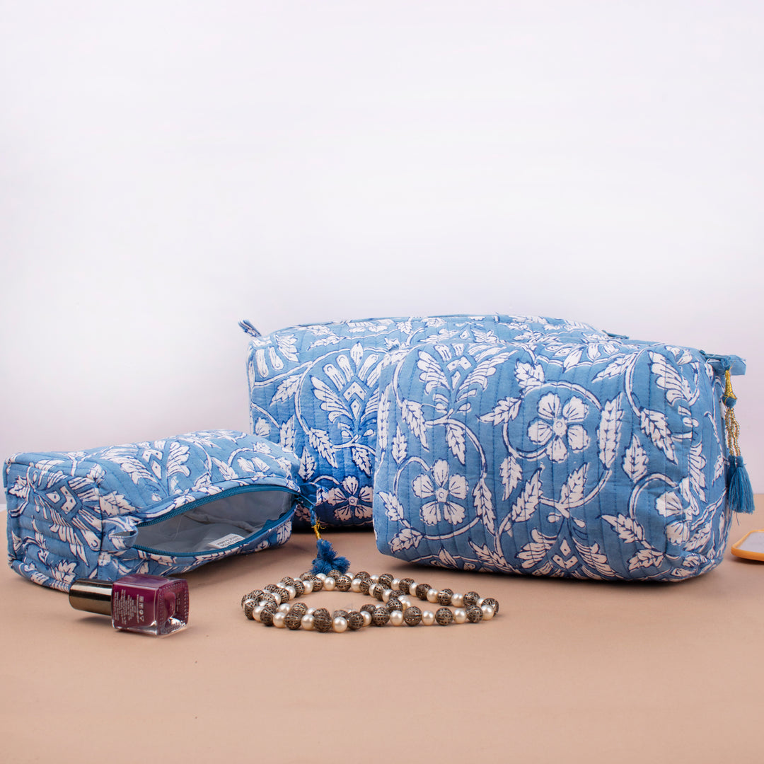 Floral Makeup Bag | Cotton Cosmetic Pouch &amp; Organizer