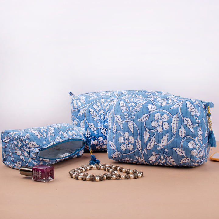 Floral Makeup Bag | Cotton Cosmetic Pouch &amp; Organizer