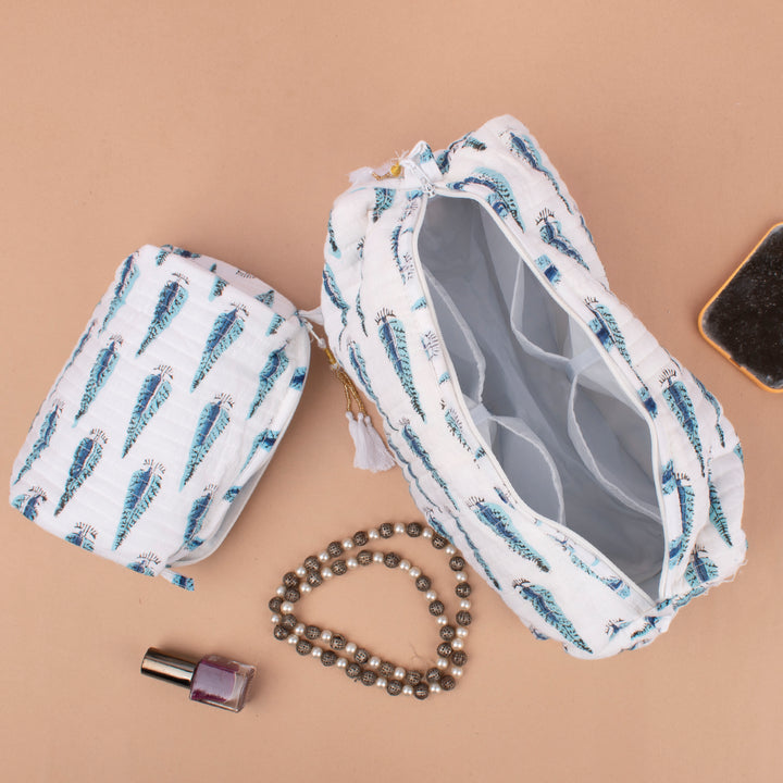 Hand Block Makeup Bag | Cotton Cosmetic Pouch &amp; Organizer