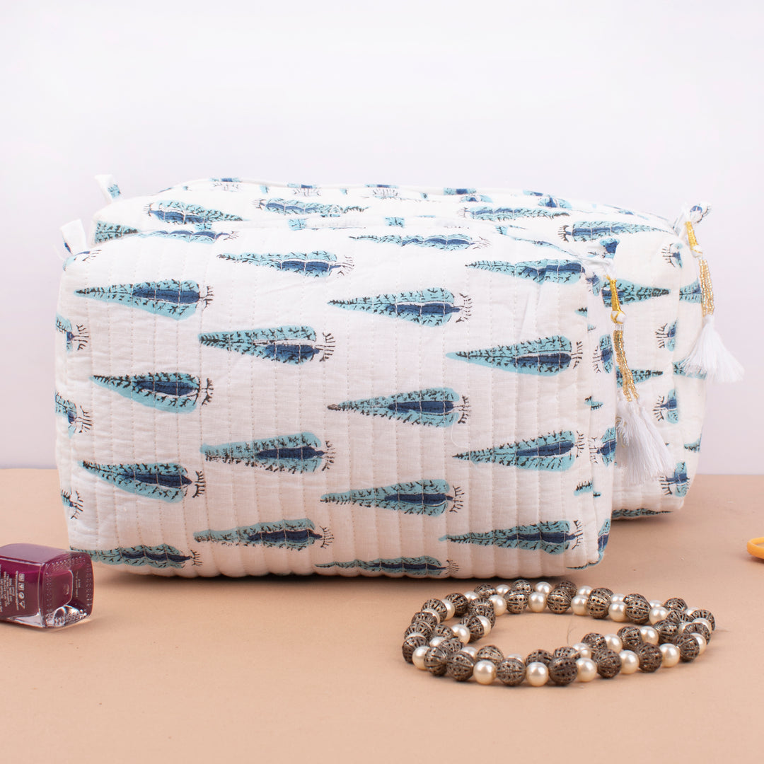 Hand Block Makeup Bag | Cotton Cosmetic Pouch &amp; Organizer