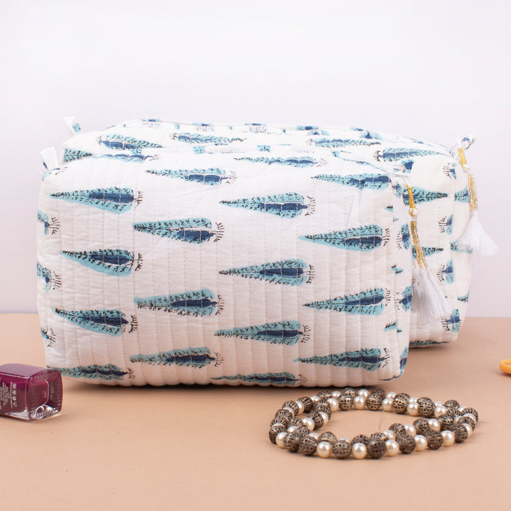 Hand Block Makeup Bag | Cotton Cosmetic Pouch &amp; Organizer