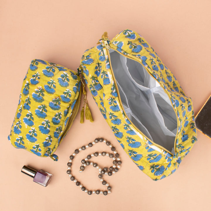 Boho Makeup Bag | Cotton Cosmetic Pouch &amp; Organizer