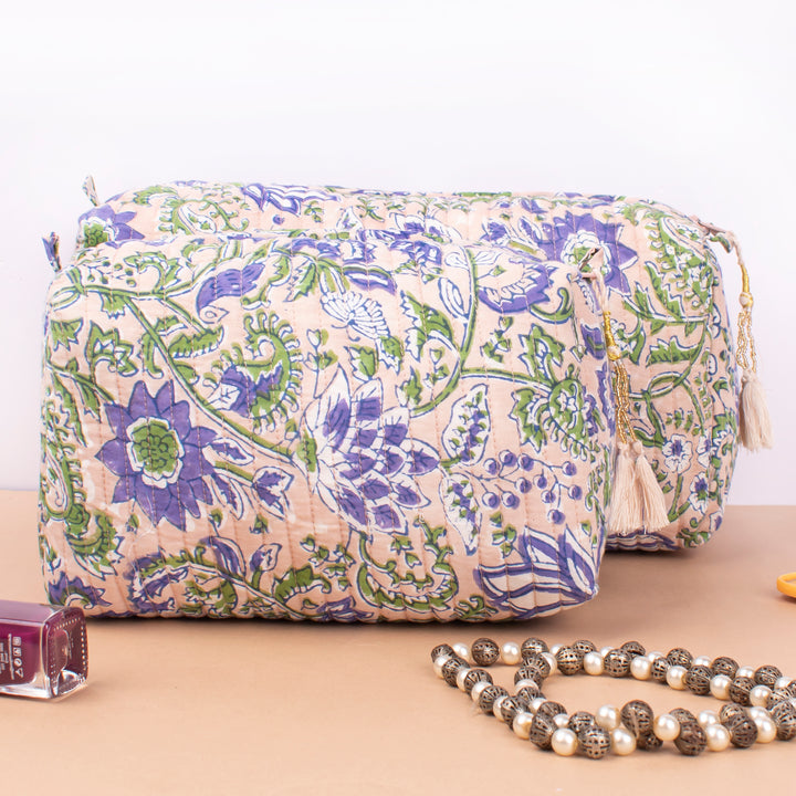 Hand Block Makeup Bag | Cotton Cosmetic Pouch &amp; Organizer