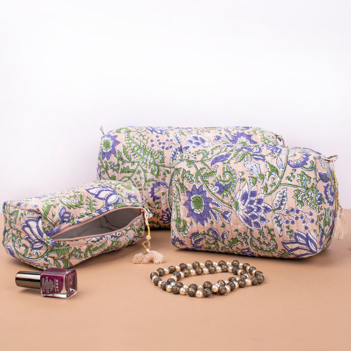 Hand Block Makeup Bag | Cotton Cosmetic Pouch &amp; Organizer