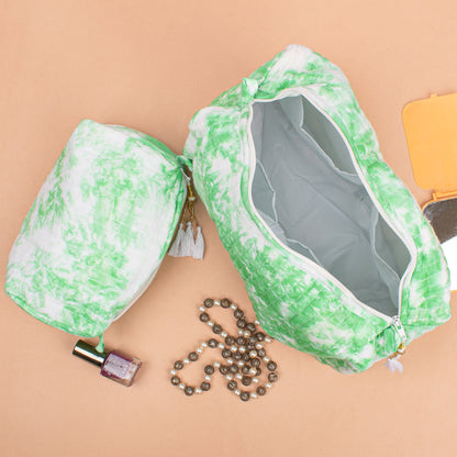 Set of 3 - Aesthetic Quilted Makeup Bag | Boho Cotton Pouch | Travel Cosmetic Organizer