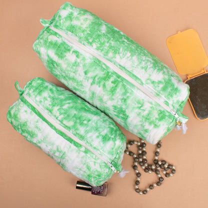 Set of 3 - Aesthetic Quilted Makeup Bag | Boho Cotton Pouch | Travel Cosmetic Organizer