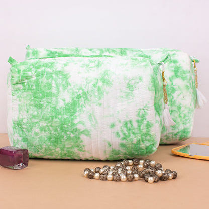 Set of 3 - Aesthetic Quilted Makeup Bag | Boho Cotton Pouch | Travel Cosmetic Organizer