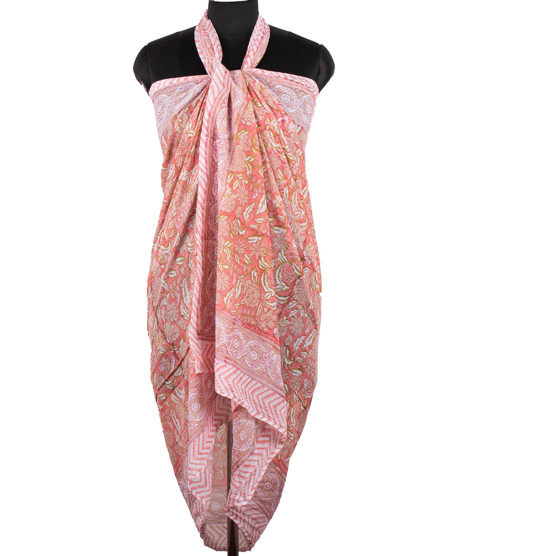 Block Print Cotton Gift Set | Scarf, Makeup Bag, Sarong Combo