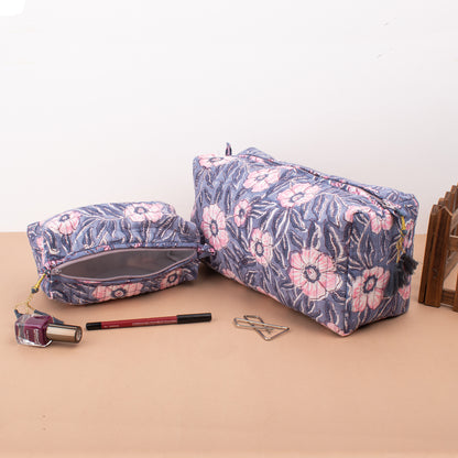 Cosmetic Bag & Scarf Set, Makeup Bag With Matching Sarong, Block Printed Gift Combo, Matching Pareo And Makeup Bag Gift