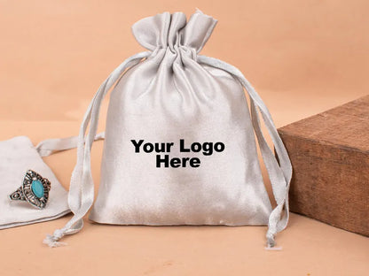 100 Featherlight Premium Light Gray Satin Pouches