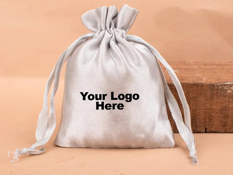100 Featherlight Premium Light Gray Satin Pouches