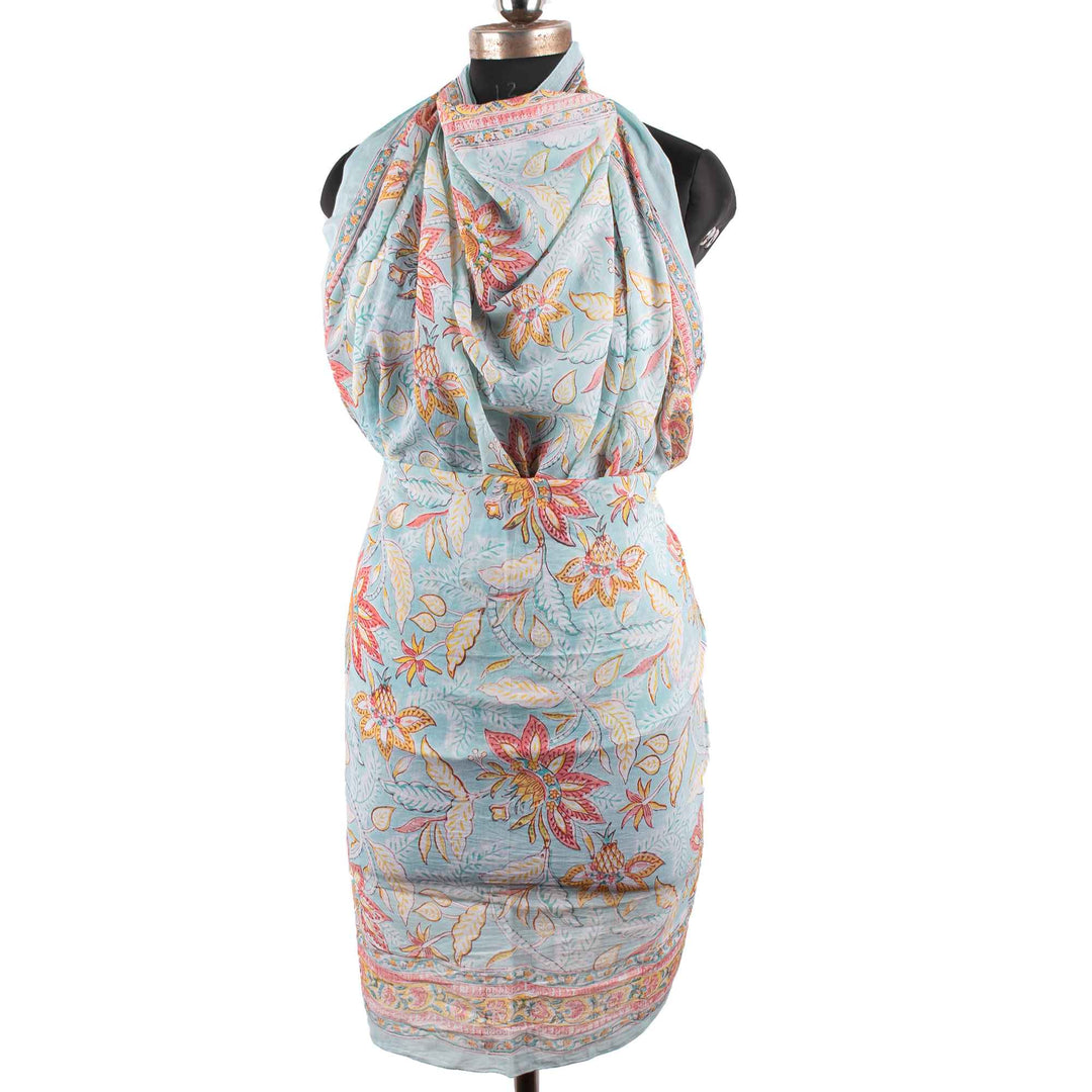 Floral Cotton Sarong | Beach Cover-Up &amp; Wrap Skirt