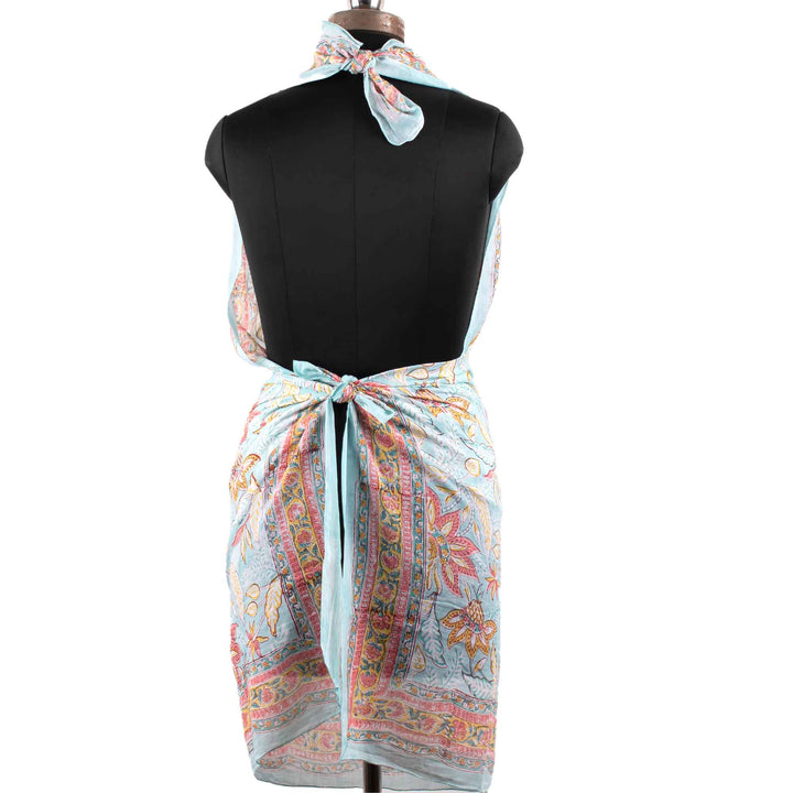 Floral Cotton Sarong | Beach Cover-Up &amp; Wrap Skirt