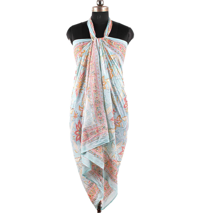 Floral Cotton Sarong | Beach Cover-Up &amp; Wrap Skirt