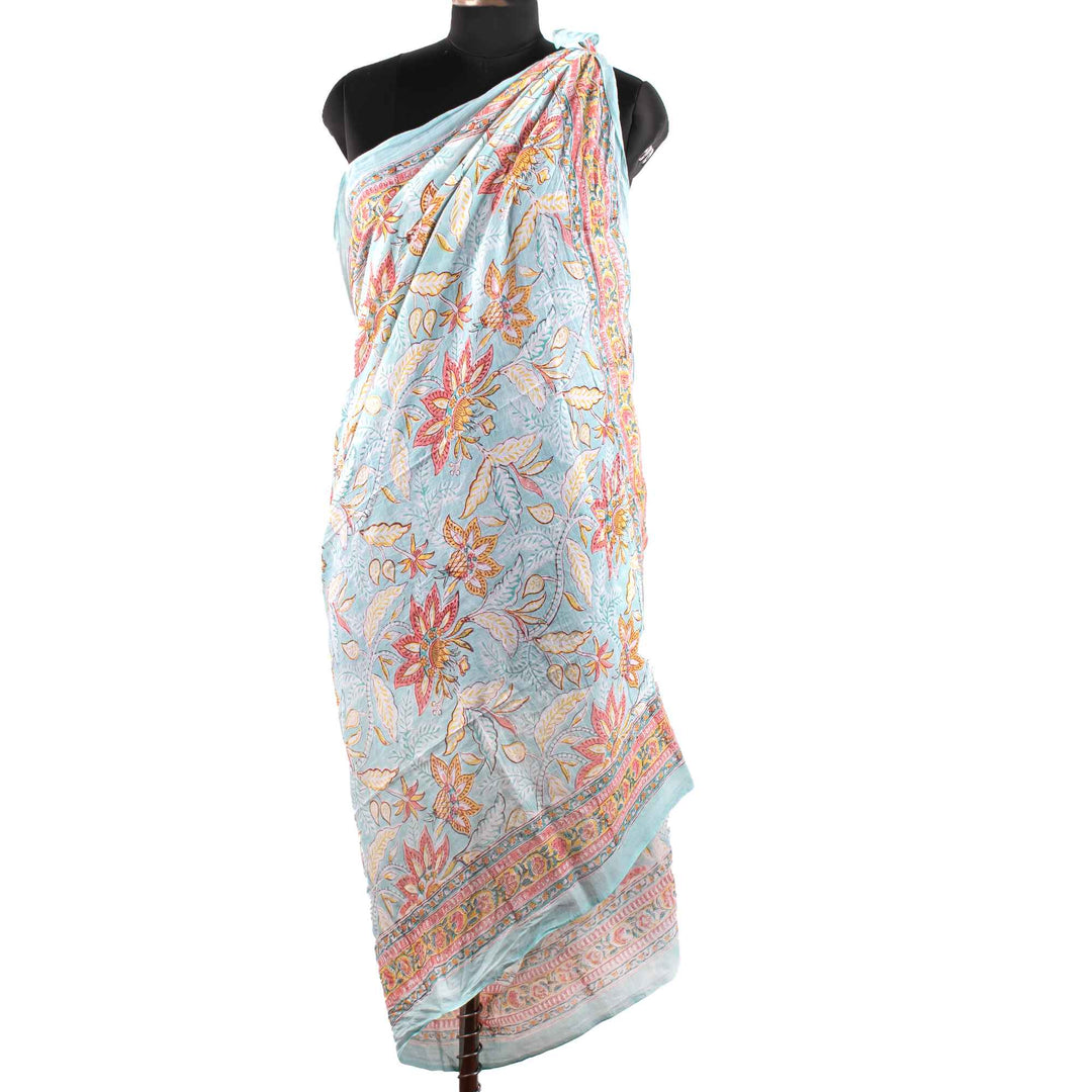 Floral Cotton Sarong | Beach Cover-Up &amp; Wrap Skirt