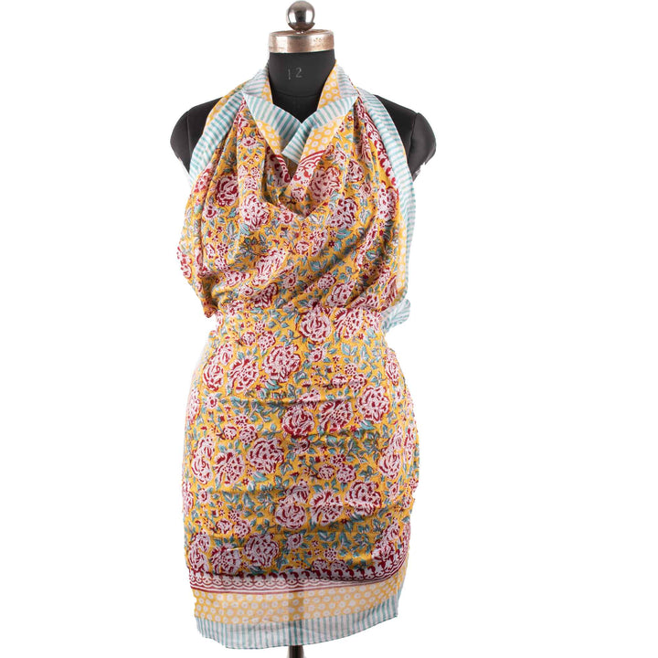 Floral Cotton Sarong | Beach Cover-Up &amp; Wrap Skirt