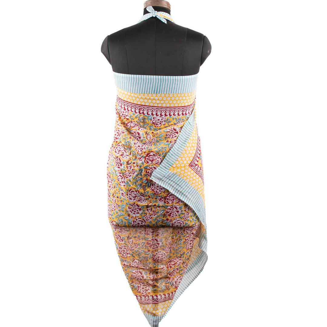 Floral Cotton Sarong | Beach Cover-Up &amp; Wrap Skirt