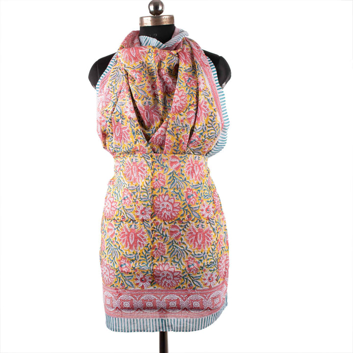 Hand Block Cotton Sarong | Beach Cover-Up &amp; Wrap Skirt
