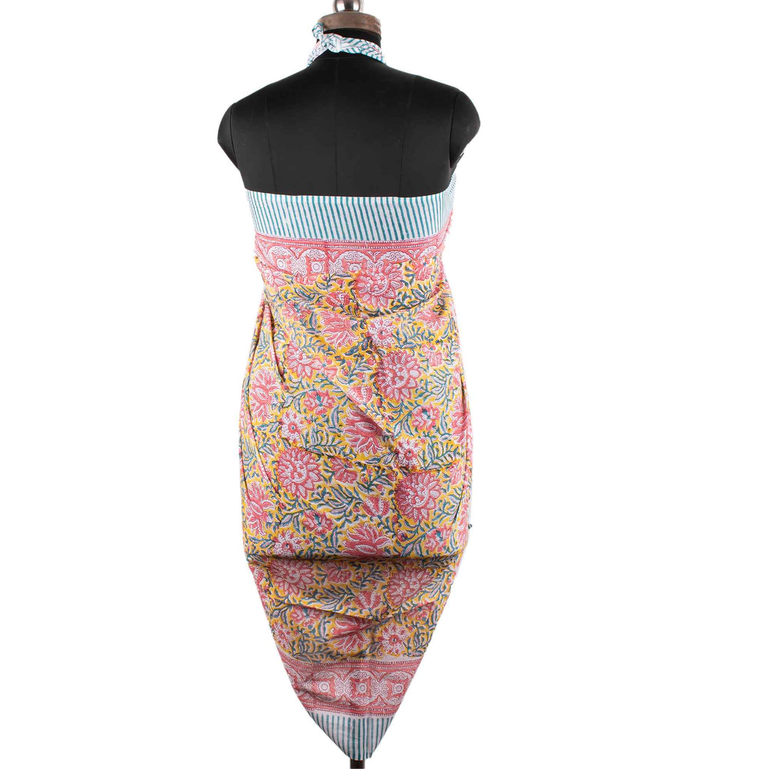 Hand Block Cotton Sarong | Beach Cover-Up &amp; Wrap Skirt