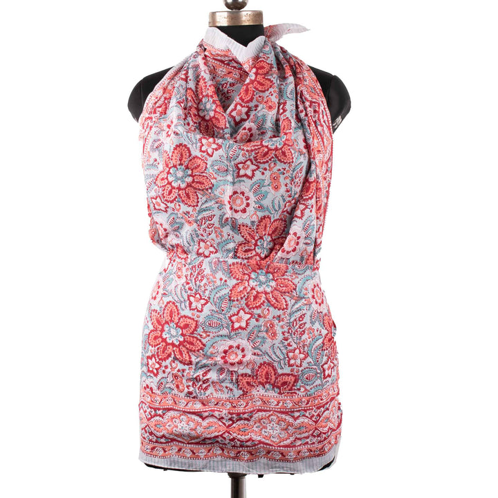 Floral Cotton Sarong | Beach Cover-Up &amp; Wrap Skirt
