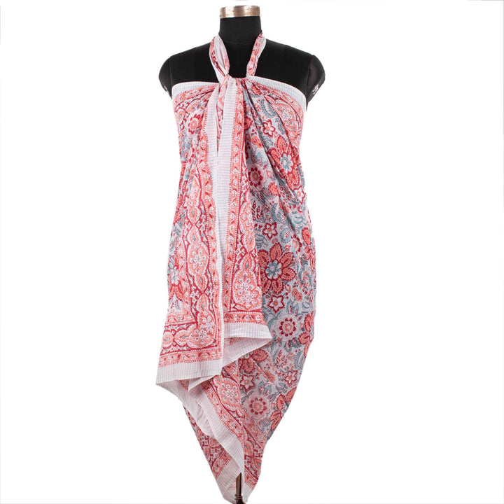 Floral Cotton Sarong | Beach Cover-Up &amp; Wrap Skirt