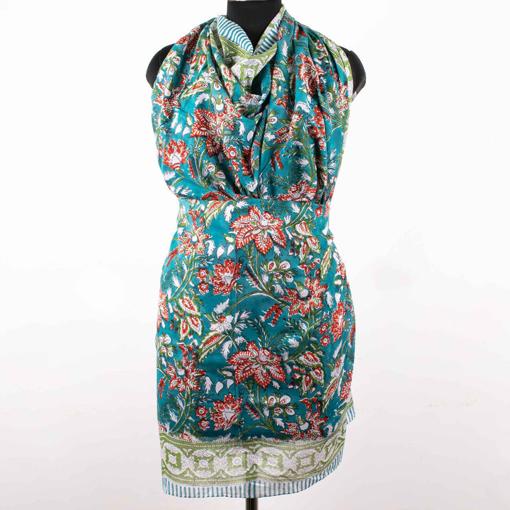 Floral Cotton Sarong | Beach Cover-Up &amp; Wrap Skirt