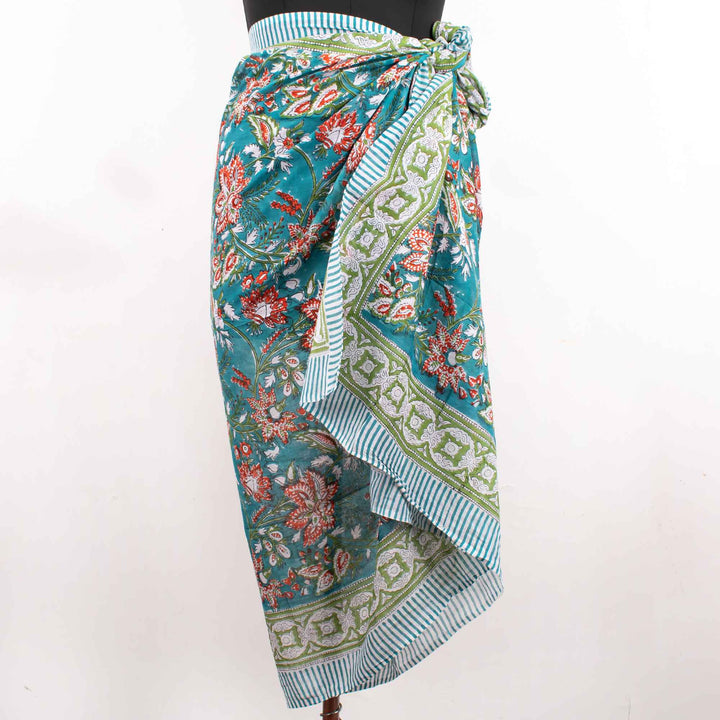 Floral Cotton Sarong | Beach Cover-Up &amp; Wrap Skirt