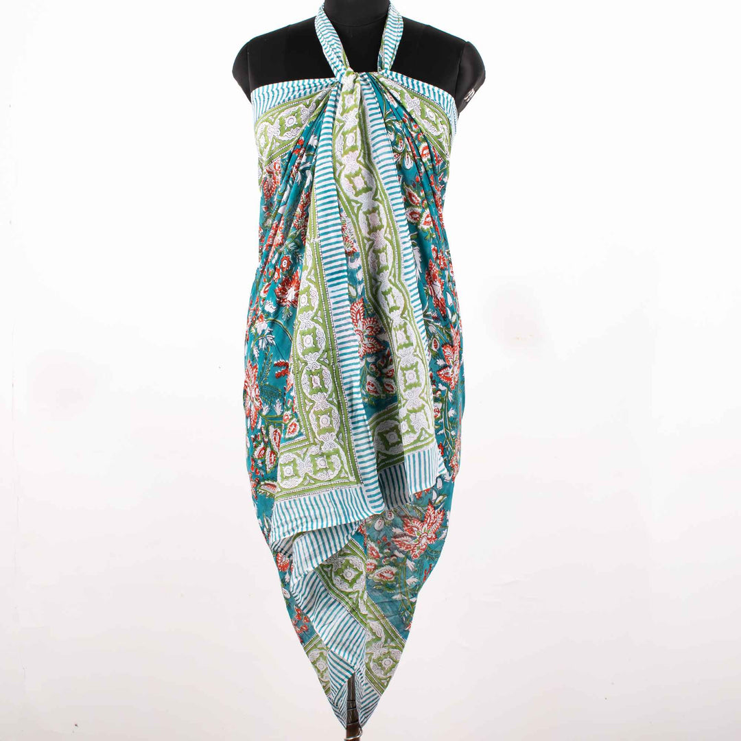 Floral Cotton Sarong | Beach Cover-Up &amp; Wrap Skirt